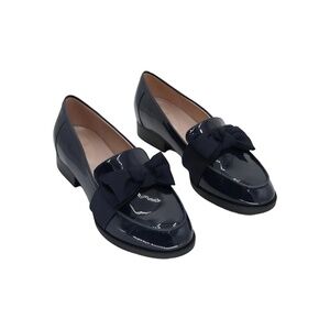 Bandolino Womens Lindio Bow Loafer Dark Navy Blue Patent Size 8W